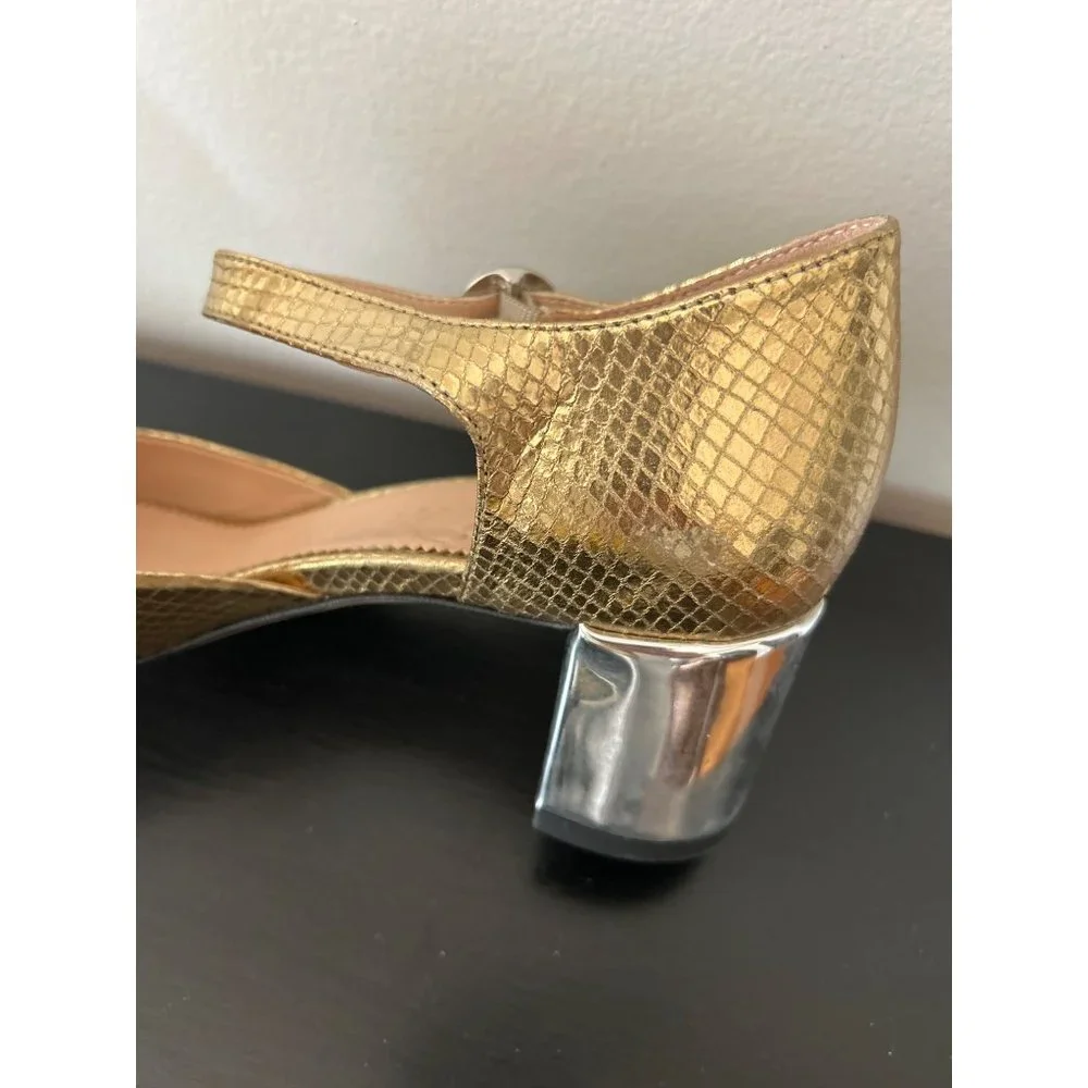 Millie ankle-strap heels in snake-embossed Italian leather Flaw BM688, Size 7H